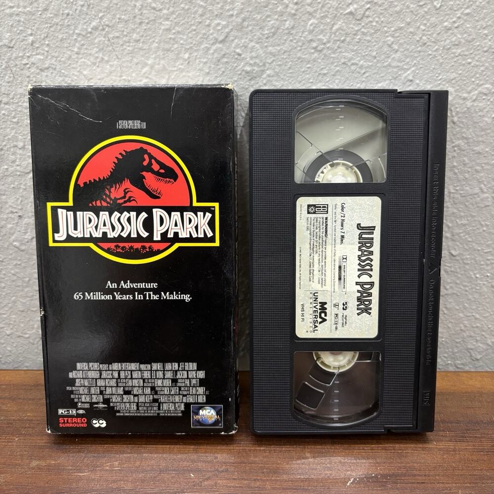 Jurassic Park VHS 1993 Classic Steven Spielberg Dinosaur Action Adventure